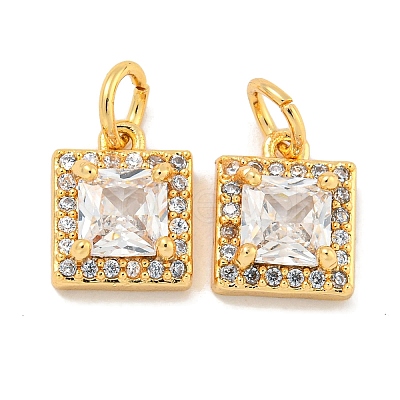 Brass Micro Pave Clear Cubic Zirconia Pendants KK-P275-32A-G-1