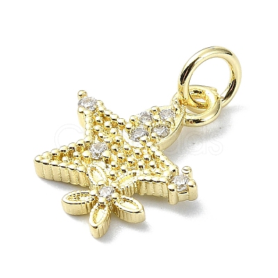 Brass Micro Pave Clear Cubic Zirconia Charms KK-H475-59G-11-1