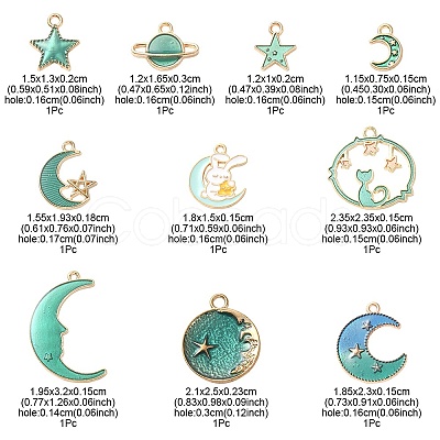 10Pcs 10 Style Alloy Enamel Pendants ENAM-YW0002-95-1