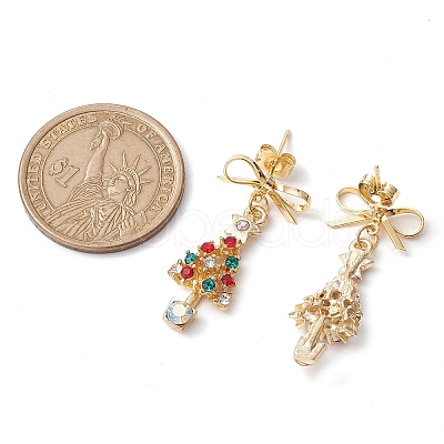 Alloy Rhinestone Christmas Tree Studs Earring EJEW-TA00444-1