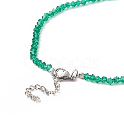 Transparent Glass Bicone Beaded Necklaces with 304 Stainless Steel Lobster Claw Clasp & Chain Extender NJEW-JN04223-1