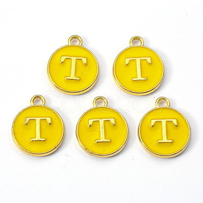 Golden Plated Alloy Enamel Charms X-ENAM-S118-09T-1