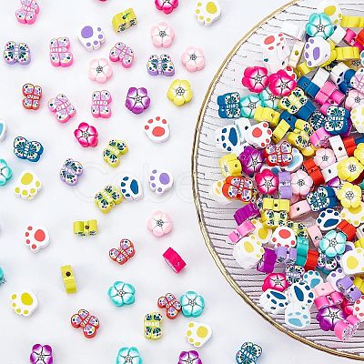 Nbeads 300Pcs 15 Style Handmade Polymer Clay Beads CLAY-NB0001-64-1