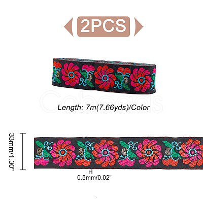 Ethnic Style Embroidery Polyester Ribbons OCOR-WH0070-10D-11-1