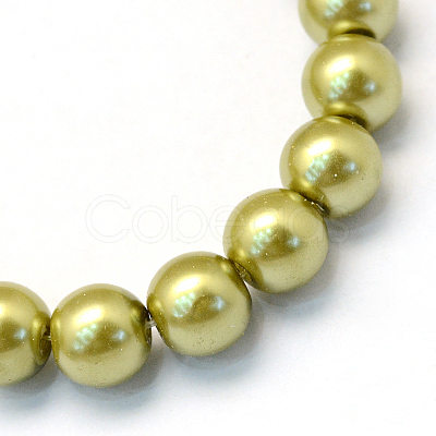 Baking Painted Pearlized Glass Pearl Round Bead Strands HY-Q330-8mm-43-1