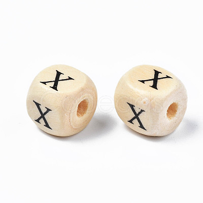 Natural Maple Wood Printed Beads WOOD-Q030-36-1