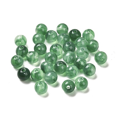 Imitation Jade Acrylic Beads MACR-G066-01E-1