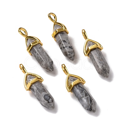 Natural Map Stone Pointed Pendants G-K329-64G-1