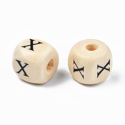 Natural Maple Wood Printed Beads WOOD-Q030-36-1