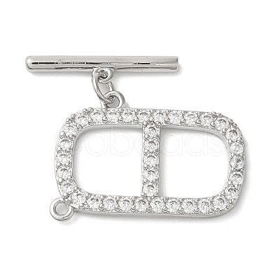 Brass Micro Pave Clear Cubic Zirconia Toggle Clasps KK-N254-74P-1