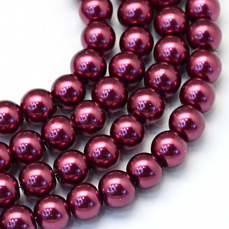 Baking Painted Pearlized Glass Pearl Round Bead Strands HY-Q003-10mm-72-1