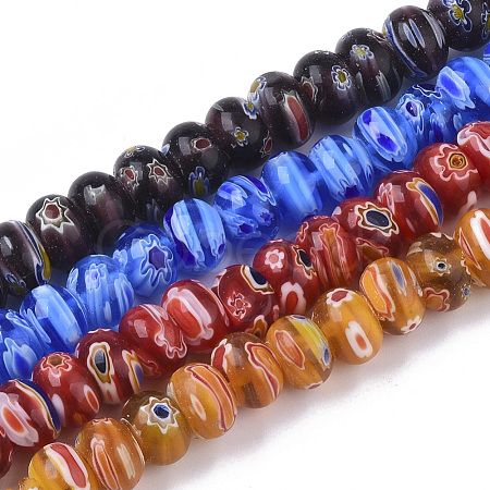 Handmade Millefiori Glass Beads Strands LK-T001-08-1