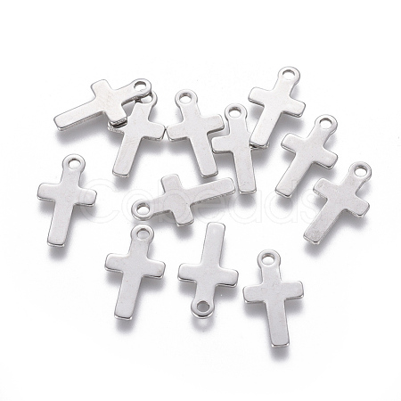 201 Stainless Steel Tiny Cross Charms STAS-L233-072P-1
