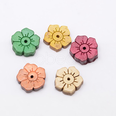 Dyed Wood Jewelry Findings Coconut Flower Beads COCO-O001-A-1