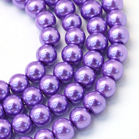 Baking Painted Pearlized Glass Pearl Round Bead Strands HY-Q003-4mm-27-1