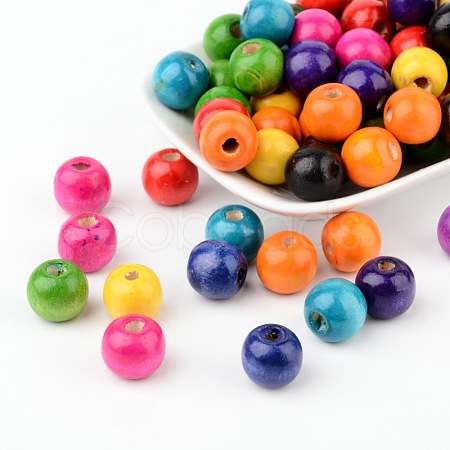 Mixed Lead Free Round Natural Wood Beads X-TB095Y-1