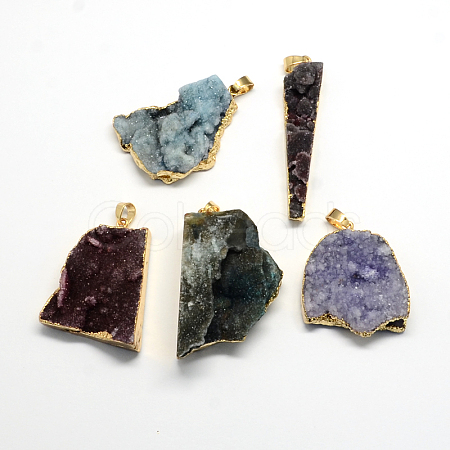 Plated  Natural  Druzy Agate Pendants G-R275-03-1