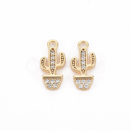 Brass Micro Pave Clear Cubic Zirconia Charms KK-S356-462-NF-1
