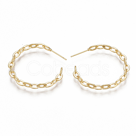 Brass Stud Earrings X-KK-S350-063G-1