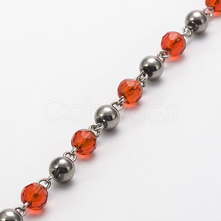 Handmade Round Glass Beads Chains for Necklaces Bracelets Making AJEW-JB00082-04-1
