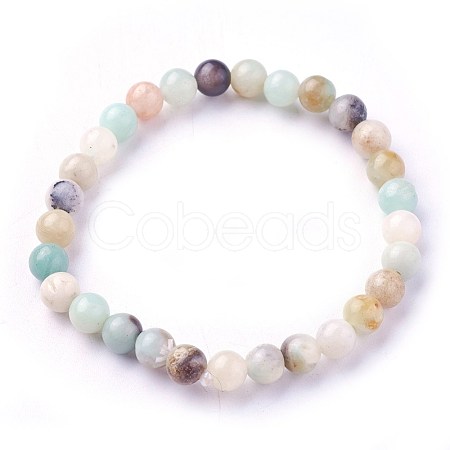 Natural Flower Amazonite Beads Stretch Bracelets X-BJEW-F380-01-A09-1