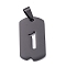 304 Stainless Steel Pendants, Rectangle with Number, Electrophoresis Black, Num.1, 27.5x14.5x1.5mm, Hole: 7.5x3mm