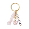 Alloy Enamel Acrylic with Natural Rose Quartz Keychain, Butterfly, Word LIKE, Golden, 7.2cm