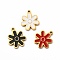 Ion Plating(IP) 304 Stainless Steel Charms, with Enamel, Flower, Mixed Color, 14x12x1mm, Hole: 1.2mm