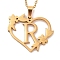 PVD Vacuum Plating 201 Stainless Steel Pendant Necklaces, Letter R, 12.28 inch(31.2cm)