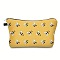 Cotton Linen Cosmetic Bag, with Polyester Lining, Ladies' Large Capacity Travel Storage Bag, Gold, 25x17cm