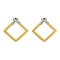 Ion Plating(IP) 304 Stainless Steel Hollow Rhombus Stud Earrings, Golden & Stainless Steel Color, 27x27mm