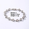 Brass Rhinestone Cube Link Bracelets for Women, Platinum 7-1/2 inch(19cm)