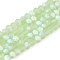 Transparent Glass Beads Strands, Faceted, Frosted, Half AB Color Plated, Rondelle, Light Green, 3.5~3.8x3mm, Hole: 0.4mm, about 113~115pcs/strand, 32.5~33cm