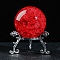 Crack Glass Crystal Ball Diaplay Decoration, Fengshui Home Decor, Red, 60mm