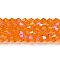 Transparent Electroplate Glass Beads Strands, AB Color Plated, Faceted, Bicone, Orange, 6x6mm, Hole: 1mm, about 45~47pcs/strand, 9.65~9.84 inch(24.5~25cm)