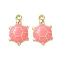 Alloy Enamel Pendants, Cadmium Free & Nickel Free & Lead Free, Tortoise Charm, Golden, Light Coral, 19x12x4mm, Hole: 1.6mm