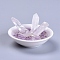 Natural Quartz Crystal Home Display Decorations, with Natural Amethyst Chip Beads, Porcelain Base and Resin, 71.5x42.5~46.5mm