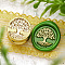 Golden Tone Round Wax Seal Brass Stamp Heads, for Wax Seal Stamp, Mini Plant Series, Tree, 15x15mm, Hole: 7mm