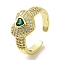 Brass Micro Pave Cubic Zirconia Rings for Women, Long-Lasting Plated, Heart, Golden, Adjustable