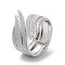 Sparkle Wings Wrap Alloy Cuff Bangles, Chunky Hinged Bangles for Women, Platinum, Inner Diameter: 2-3/8x2-1/8 inch(6.05x5.5cm)