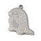 Non-Tarnish 304 Stainless Steel Pendants, Pangolin Charm, Stainless Steel Color, 24.5x23.5x1.5mm, Hole: 1mm