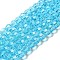 Transparent Glass Beads, Faceted(32 Facets), Round, Cyan, 8mm, Hole: 1mm, about 65~67pcs/strand, 49~50cm