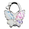 Glitter Butterfly Zinc Alloy Crystal Rhinestone Bag Hanger, Foldable Purse Hooks with Leather, White, 70x49x10mm