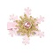 Christmas Party Hair Accessories, Snowflake Cloth Rhinestone Alligator Hair Clip, with Iron Clip, Pearl Pink, 63.7x59.7x13.8mm