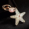 Diamond-Studded Starfish Shell Car Zinc Alloy Keychain Acrylic Cute Men and Women Bag Pendant Metal Keychain Ring Gift, Clear, 17x8cm