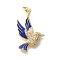 Brass Micro Pave Clear Cubic Zirconia Enamel Pendants, Birds Charms, with Jump Ring, Real 18K Gold Plated, 23.5x14.5x3mm, Hole: 3mm