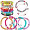 Handmade Polymer Clay Heishi Beads Stretch Bracelets, Mixed Color, 2-1/8 inch(5.3cm), 17 colors, 1pc/color, 17pcs/set