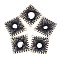 Brass Rhinestone Pendants, with Polyester Thread, Rhombus, Light Gold, Crystal, Black, 33.5~34x32.5~33x2mm, Hole: 2mm