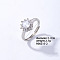 Flower Platinum Brass Adjustable Ring with Cubic Zirconia, Inner Diameter: 17mm