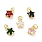 Eco-friendly Brass Micro Pave Cubic Zirconia Pendants, with Jump Ring, Cadmium Free & Lead Free, Real 18K Gold Plated, Star, Mixed Color, 11x8.5x5mm, Hole: 3.2mm